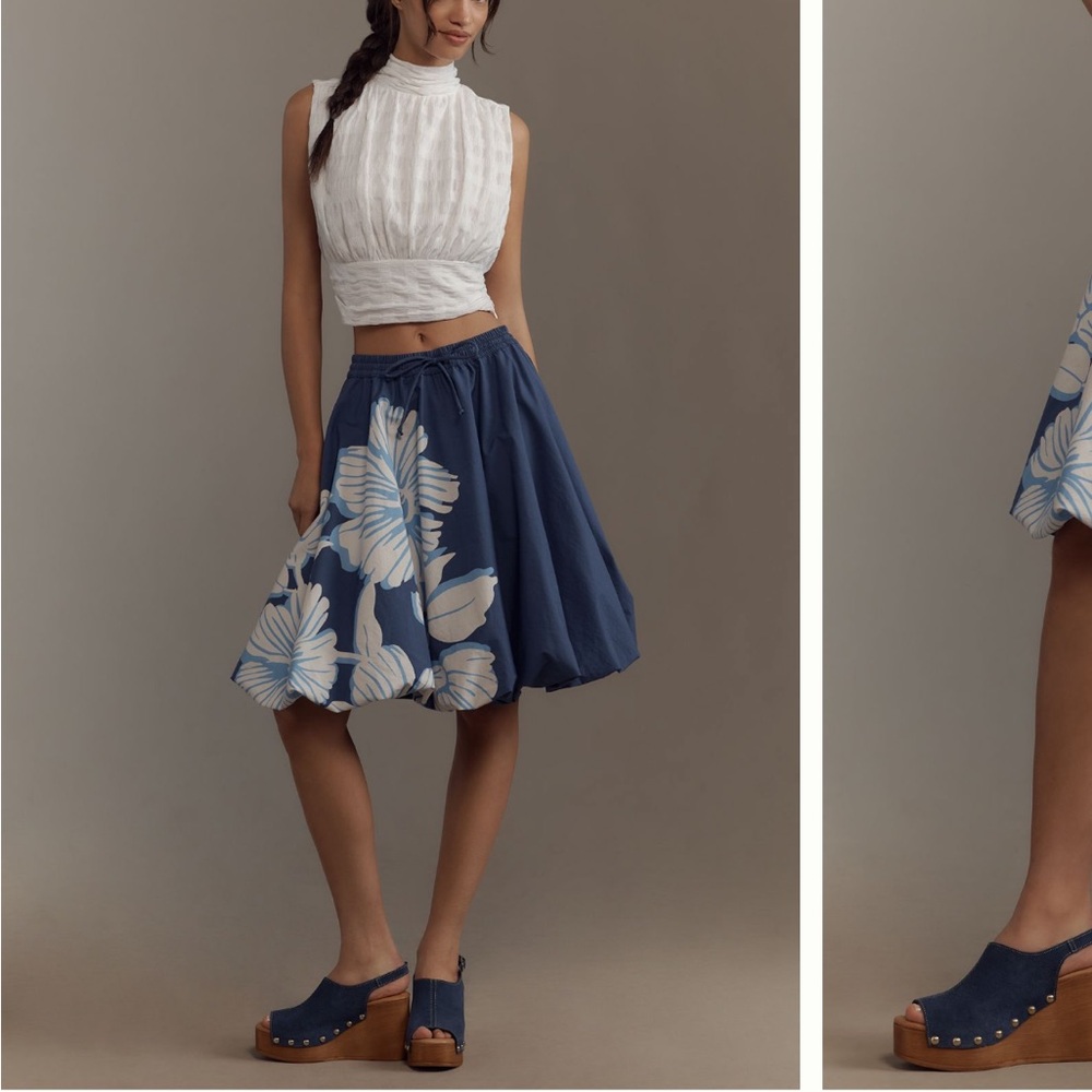 Maeve Drawstring Knee Length Bubble Skirt